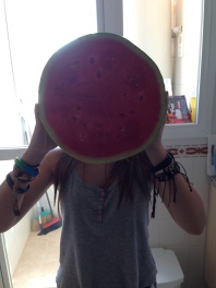 Biggest watermelon we could find in the shops!